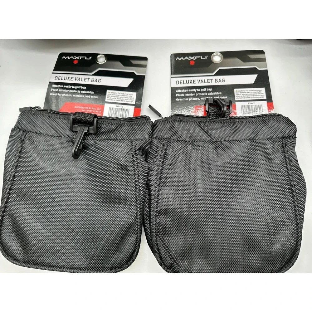 2 Maxfli Deluxe Valet Bags Attaches to Golf Bag protects phones cables Watches